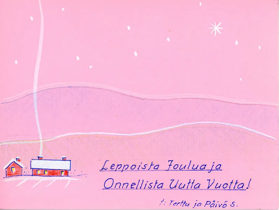 Joulukortti: Lumimaisema